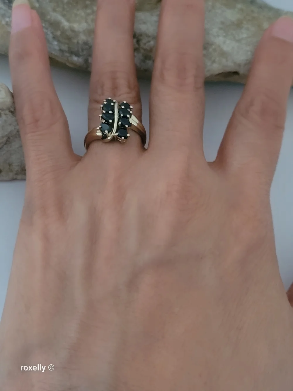 10K Yellow Gold Blue Sapphires Gemstones Ring Size 7 - Solid Gold 👌🎁